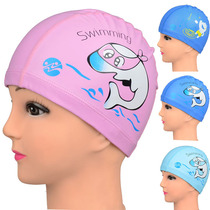 Child bathing cap boy girl cartoon waterproof PU cap baby baby baby no lehead swimming cap protective ear silicone cap