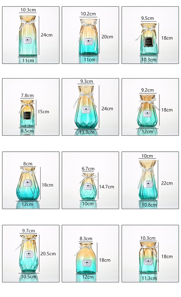 Mới 2 mảnh bình Địa Trung Hải trang trí đồ trang trí máy tính để bàn văn hóa nước màu xanh lá cây hoa thủy tinh in đơn giản sáng tạo con lắc - Vase / Bồn hoa & Kệ chậu nhựa treo tường