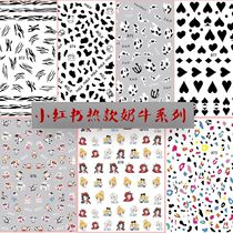 Little red book manicure cartoon milk sticker Princess playing card decal Net red nail decoration small pattern patch