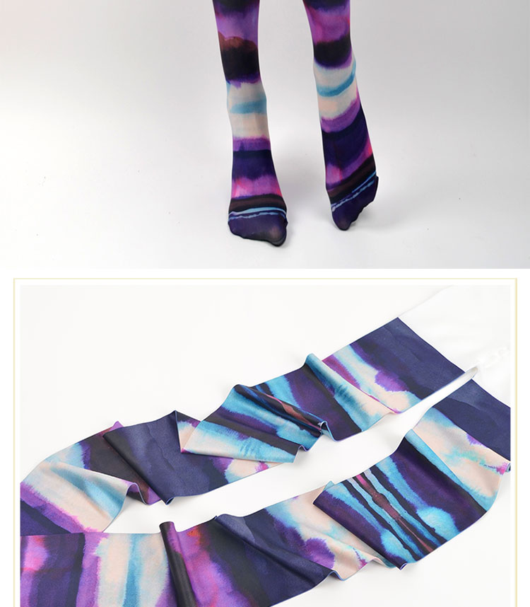Vớ in Nhật Bản legging cá tính vớ thủy triều quần nữ mùa xuân và mùa thu nhung dày màu tím vớ màu tím - Vớ tất dài