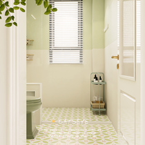 Cats eye retro bathroom tile plant floret brick matcha green bathroom wall tile toilet toilet floor tile