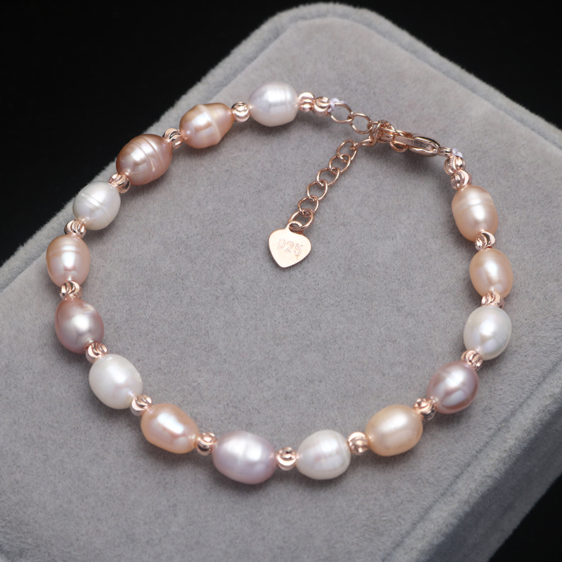 Simple and Popular Natural Freshwater Pearl Bracelet, Rice-Shaped Real Pearl Bracelet for Women, Adjustable and Versatile Small Rice Bead Jewelry