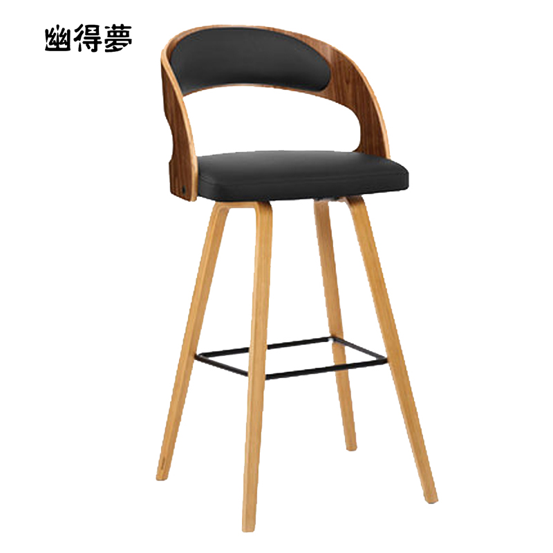 Usd 143 75 Nordic Solid Wood Bar Stools Leisure Creative High Stool Nordic Solid Wood Bar Stools Leisure Creative High Stool Personality Chair Modern Simple Ins Backrest