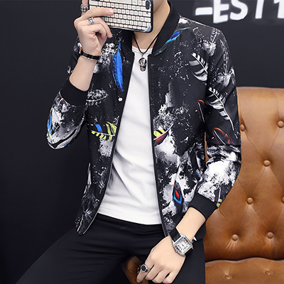 Floral pattern jacket men's four seasons Korean version of leisure travel baseball shirt printed jacket personality pattern cheap and affordable