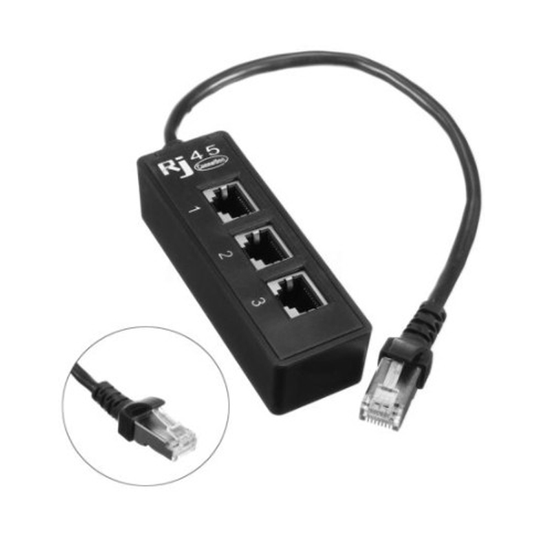 Network one-point three-converter network extender high-quality network port tap RJ45 eight-core network cable splitter