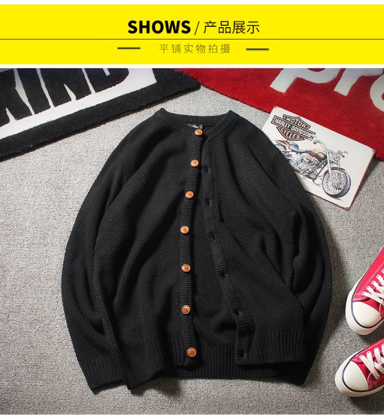 Mùa thu và mùa đông dứa Áo len retro Nhật Bản nam giản dị dày hơn áo len lỏng áo len cardigan màu rắn - Cardigan áo len nam đẹp
