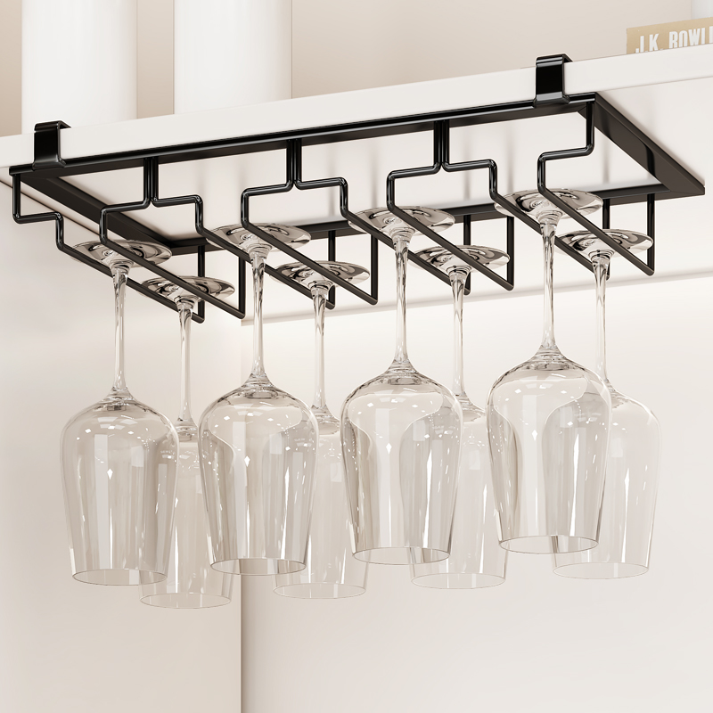 Free Punch Red Wine Glass Shelf Light Extravaganza Upside Down Wine Glass Rack Home Hanging Wine Rack High-Footed Glass Wine Cabinet Hanging Rack