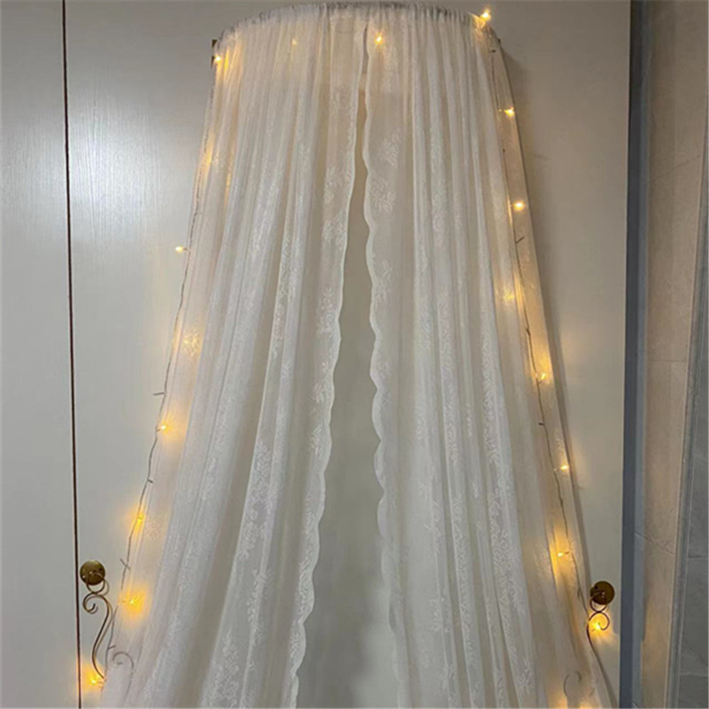 ins wind room decoration yarn curtain bed Mantle Princess House Macaron Crown Bed Curtain-bed Diffuse Dome Mosquito Net Ground