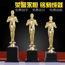 Oscar small Golden Man trophy custom high-grade metal Emperor trophy production creative angel pattern embroidery annual meeting trophy