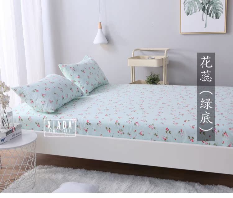 Khăn trải giường đơn mảnh cotton nhỏ hoa tươi lưới nệm Simmons bảo vệ 1,51,8 chống trượt tay áo ga chun trải giường	