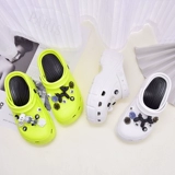 Нескользящие тапочки в стиле Crocs на платформе, модные мюли, женский стиль, закрытый носок, в корейском стиле, популярно в интернете, подходят для носки на улице
