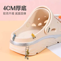 Летние сетчатые тапочки в стиле Crocs на платформе, пляжные мюли, коллекция 2024 года, популярно в интернете, закрытый носок, подходят для носки на улице