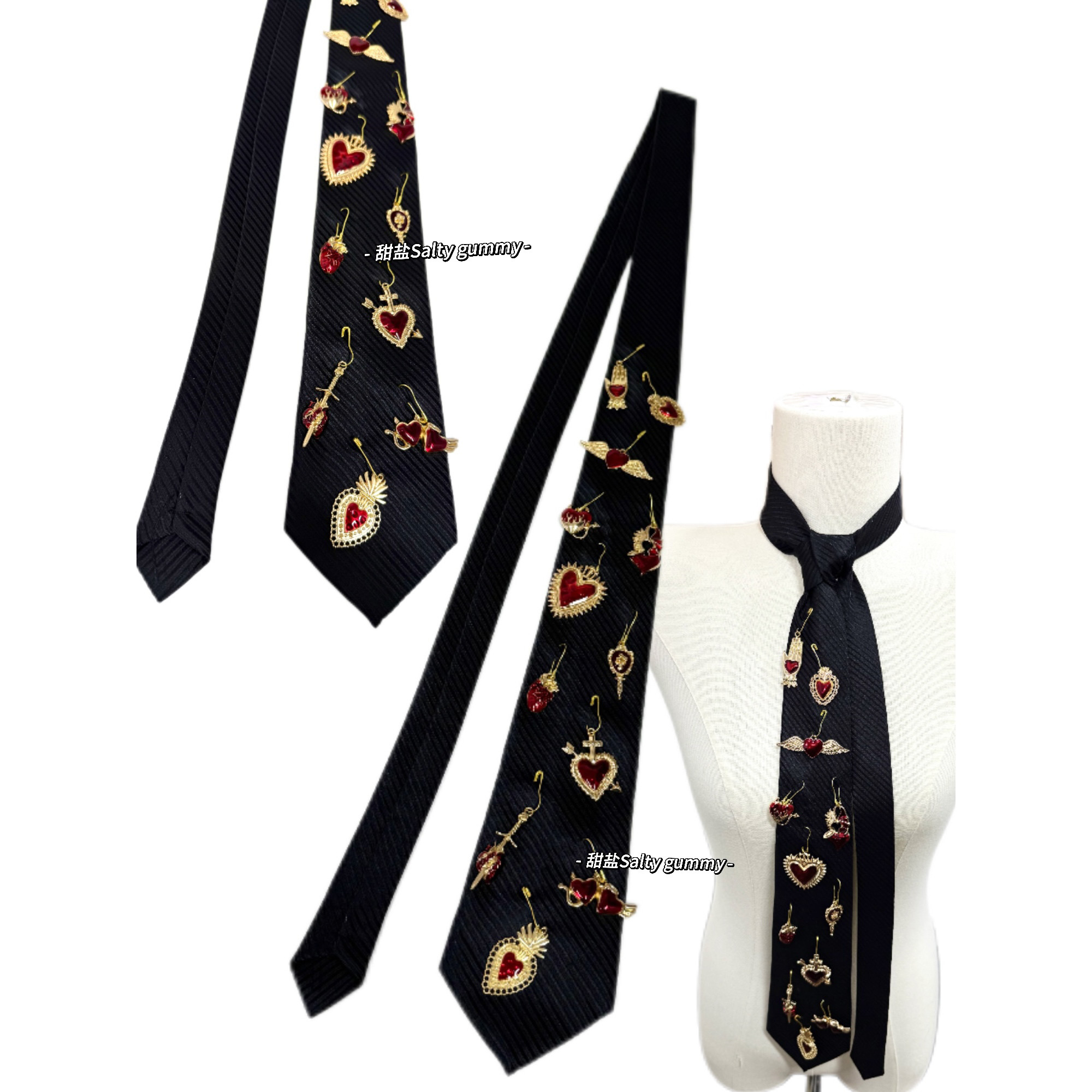 Sweet Salt - Original Handmade Ties, Unique Gothic Accessories for Men and Women, Cool JK Punk Subculture, Y2K Retro Ties