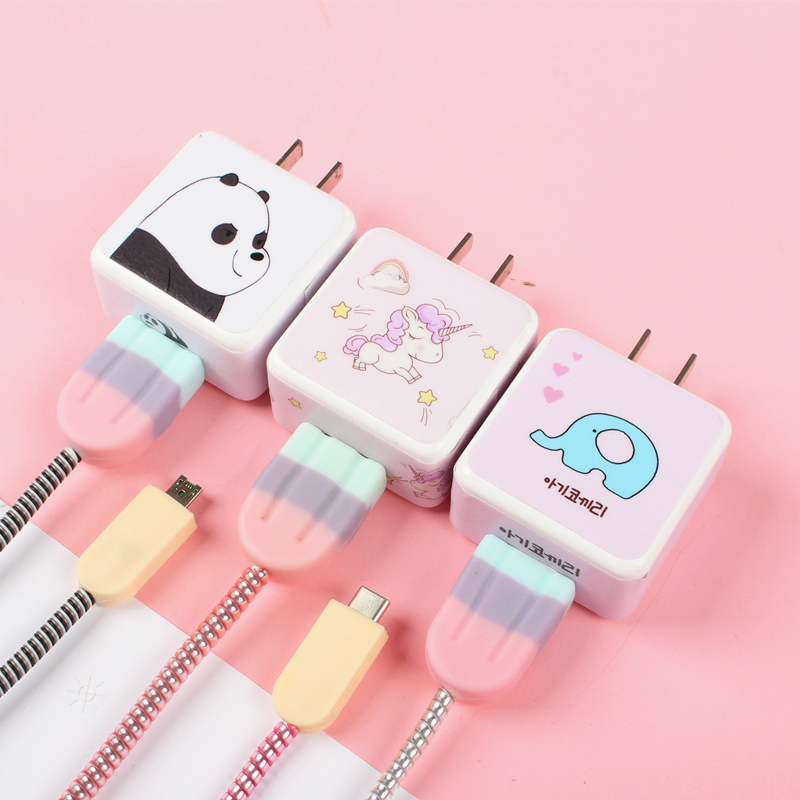 oppo r17 r15 findx r11s plus reno 2z mobile phone charger sticker headphone data wire wound rope care wire instrumental anti-dirty film cartoon