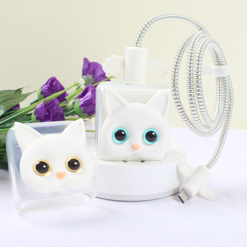 Huawei nova8 9 honors 70 60 x30 50 v40 mate50pro mobile phone charger data wire winding rope cartoon cute cat decoration protective package