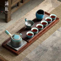 Chanting ceremony high-end Kung Fu tea set Japanese household simple coarse pottery tea set Office meeting tea tray Wu Jinshi
