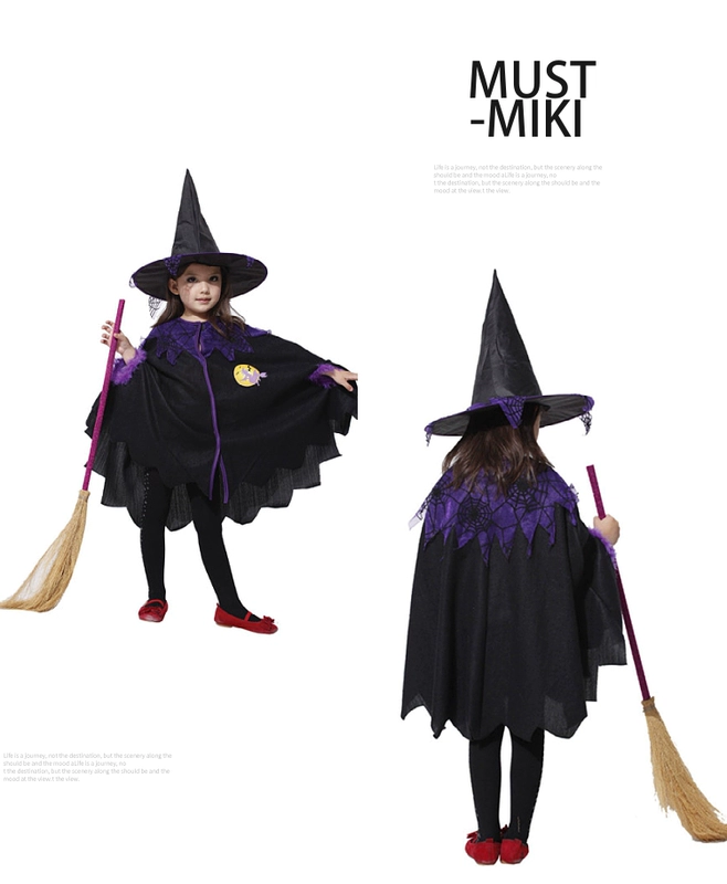 Halloween trẻ em trang phục bé gái hiệu suất áo choàng áo choàng phù thủy quần áo phù thủy nhỏ cos ăn mặc hiệu suất phù hợp với