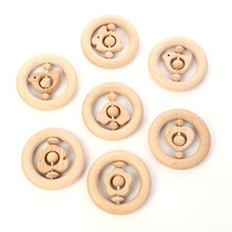 Beech ring rattle DIY wooden original color baby early education toys nursery decoration accessories