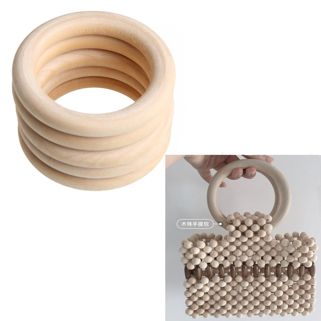 DIY Ornament Accessories 15cm Natural Original Wood Color Wood Ring Wood Ring Wood Ring Handbags Rings Single