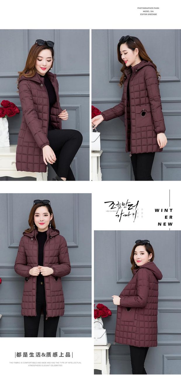 Quần cotton nữ 2018 mới trung niên và trung niên dài quần áo cotton dày mùa thu và áo khoác mùa đông cotton quần áo mẹ trung niên áo phao nữ hàng hiệu