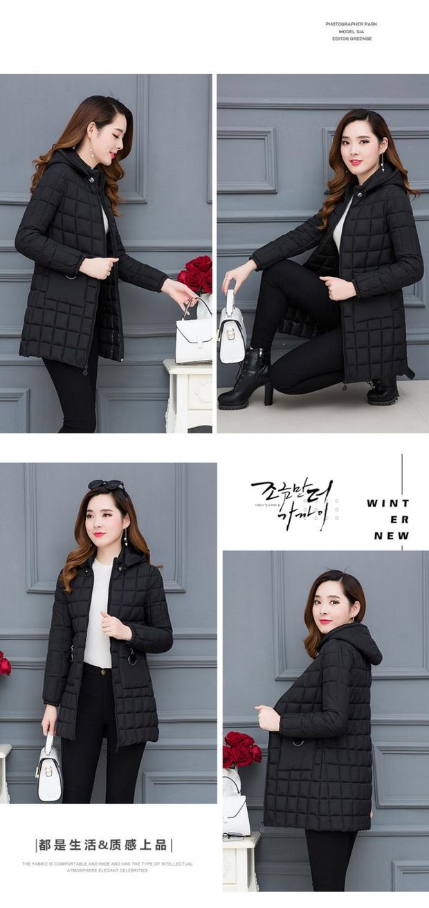 Quần cotton nữ 2018 mới trung niên và trung niên dài quần áo cotton dày mùa thu và áo khoác mùa đông cotton quần áo mẹ trung niên áo phao nữ hàng hiệu