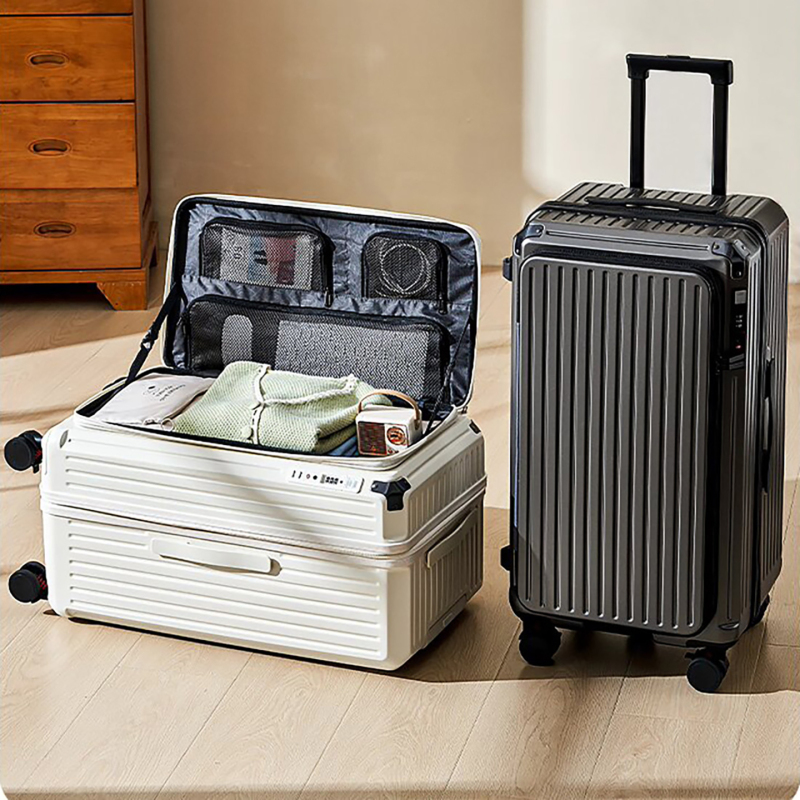 Side-Opening Suitcase for Women with Universal Wheels, New Model 20inch Large Capacity Expandable Trolley Case 28-Inch Password Travel Suitcase for Men