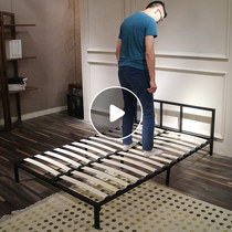 Black iron bed 1 5 m double iron frame bed single single small Apartment 1 2 dormitory rental room bed frame simple disassembly