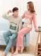 Phiên bản Hàn Quốc của mùa xuân và mùa thu dài tay nam nữ đồ ngủ đôi hoạt hình dễ thương mùa hè mỏng phần bông kích thước lớn phù hợp với dịch vụ nhà bộ đồ mặc nhà mùa hè