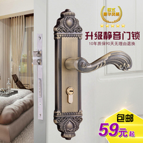 European door lock indoor bedroom wooden door handle silent bearing green bronze lock bronze retro door lock
