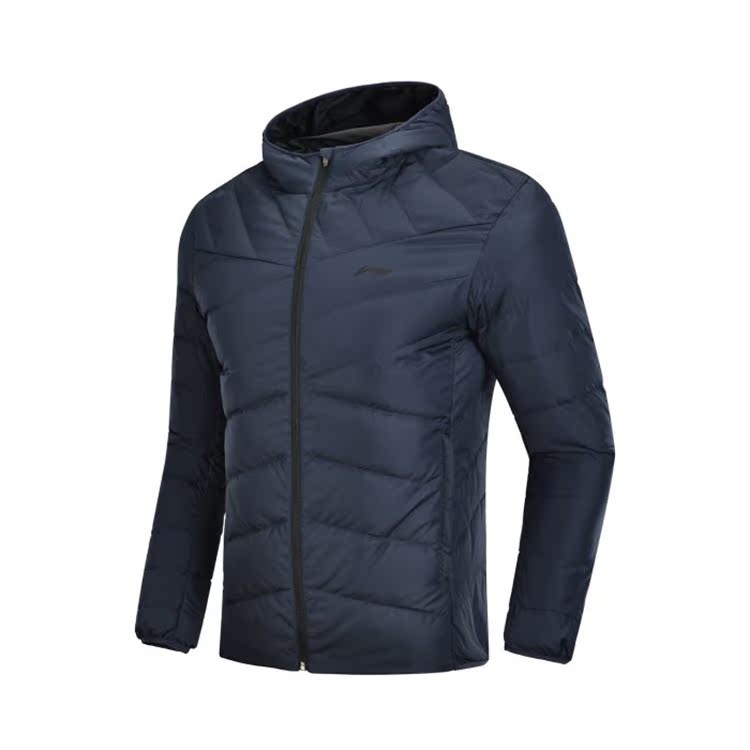 Li Ning ngắn xuống áo khoác nam đào tạo áo khoác ấm áp nam mùa đông trùm đầu màu trắng xuống quần áo thể thao AYMN049 áo khoác lông vũ