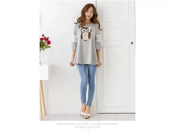 Áo bà bầu mới 2017 áo xuân thời trang đầm bà bầu phiên bản Hàn Quốc của áo cotton tay áo bà bầu xuân hè