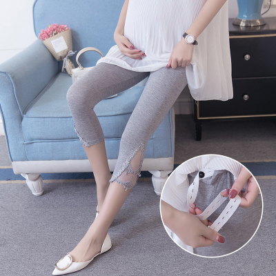 Kích thước lớn phụ nữ mang thai cắt quần mùa hè phần mỏng mặc cotton phụ nữ mang thai quần 7 điểm quần dạ dày lift phụ nữ mang thai đáy quần