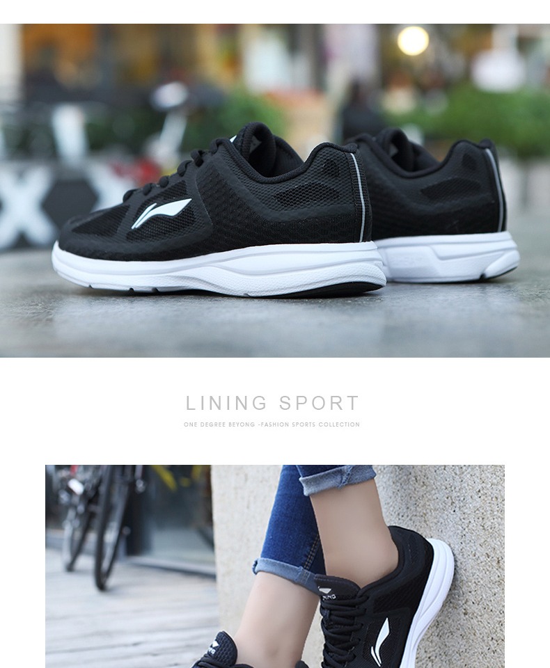 Giày nữ Li Ning 2019 mùa thu mới Giày thể thao V8 nữ thoáng khí Giày chạy hoang dã Giày đen thông thường - Giày chạy bộ giày sneaker nữ trắng