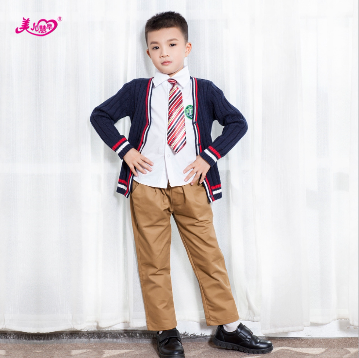 New aristocratic children's primary and secondary school uniform spring and autumn sweater boys and girls British style brand suit