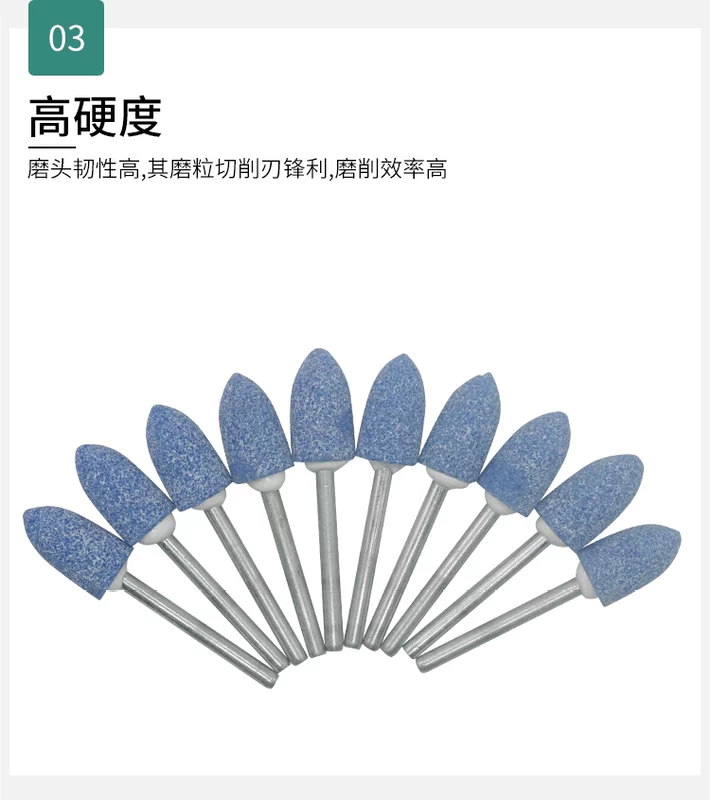 Tay cầm 3mm hộp màu đỏ xanh đầu mài hình trụ hình nón hình tam giác hình cầu đầu mài mài kim loại hỗn hợp
