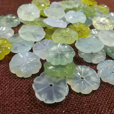 DIY natural jade lotus leaf accessories small leaf pendant jade beads Jewelry necklace with hairpin small piece ice material