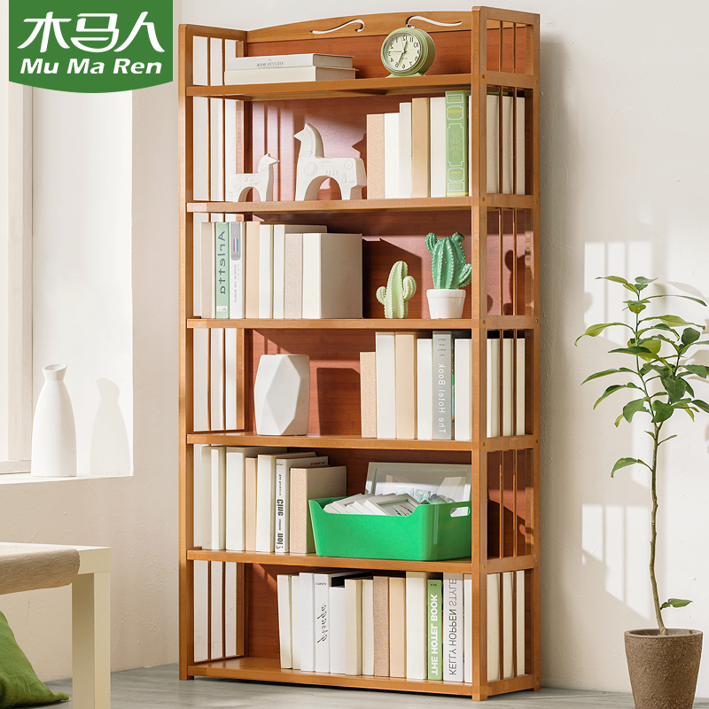 Bookshelf Floor-to-ceiling shelf Children's Bookcase Home Desktop Simple Solid Wood Living Room Multi-storey Books Storage Storage