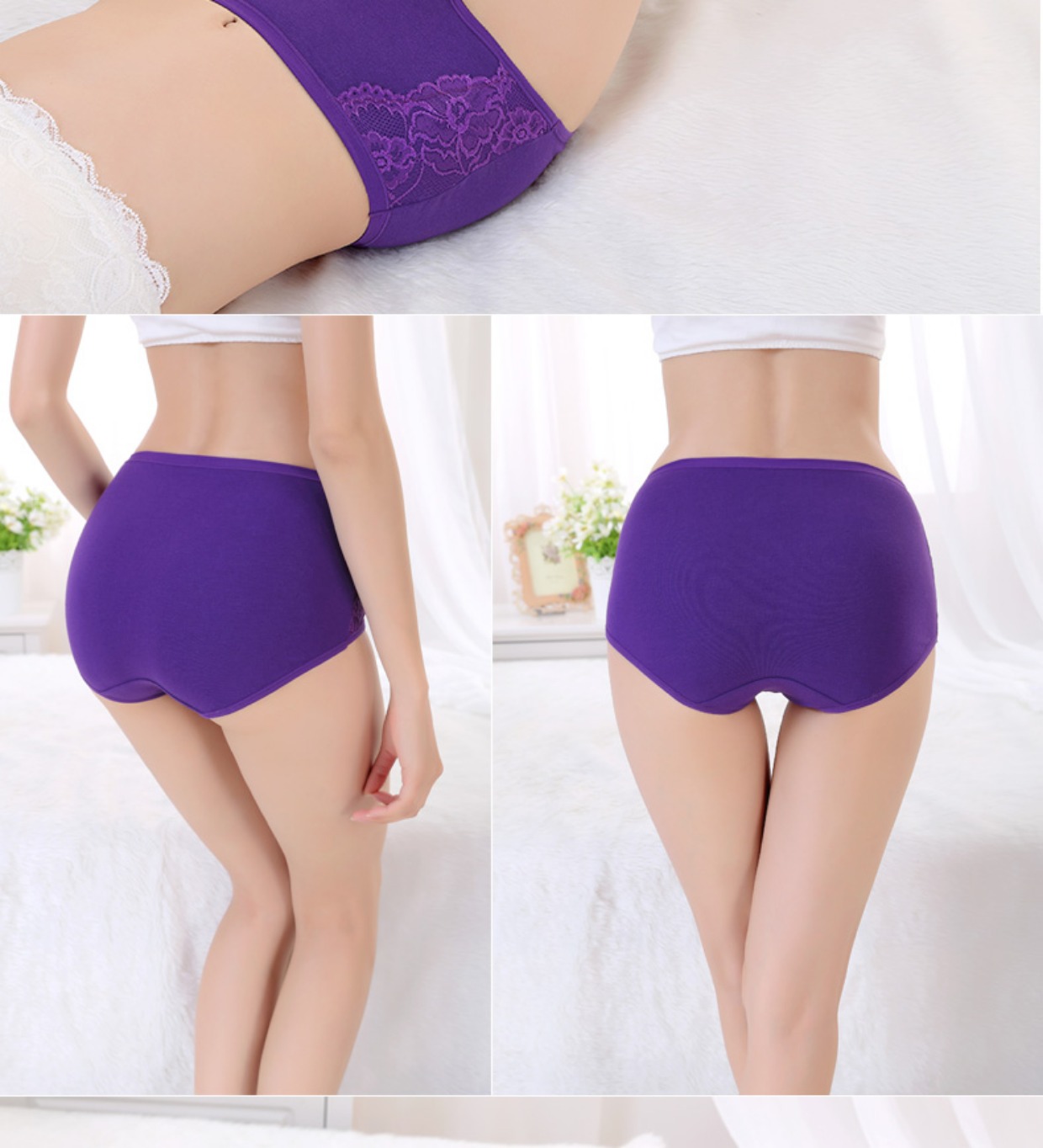 Đồ lót nữ, ren nữ, eo thấp, bó sát, bụng nhỏ, cotton, quần lửng gợi cảm mới 2018 quần lót lọt khe nữ đẹp
