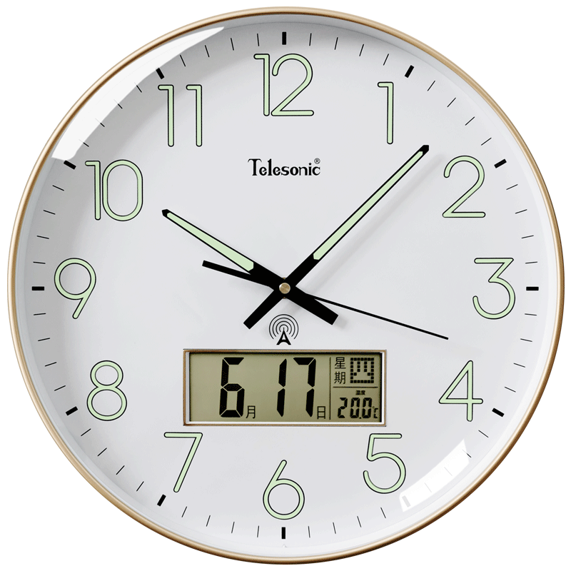 Uranus Luminous Radio Clock Home Living Room Silent Wall Clock Perpetual Calendar Clock Wall Watch