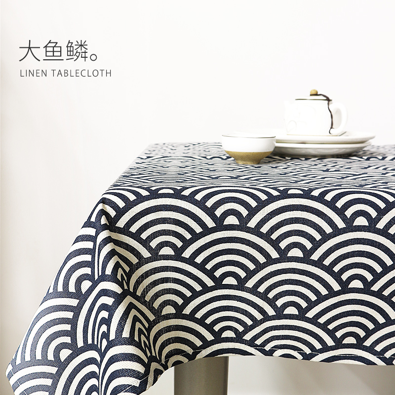 Big Fish Scaletablecloth desk INS student fabric art Cotton and hemp Japanese  Gabe solar system Tea table cloth Northern Europe Simplicity Chinese style