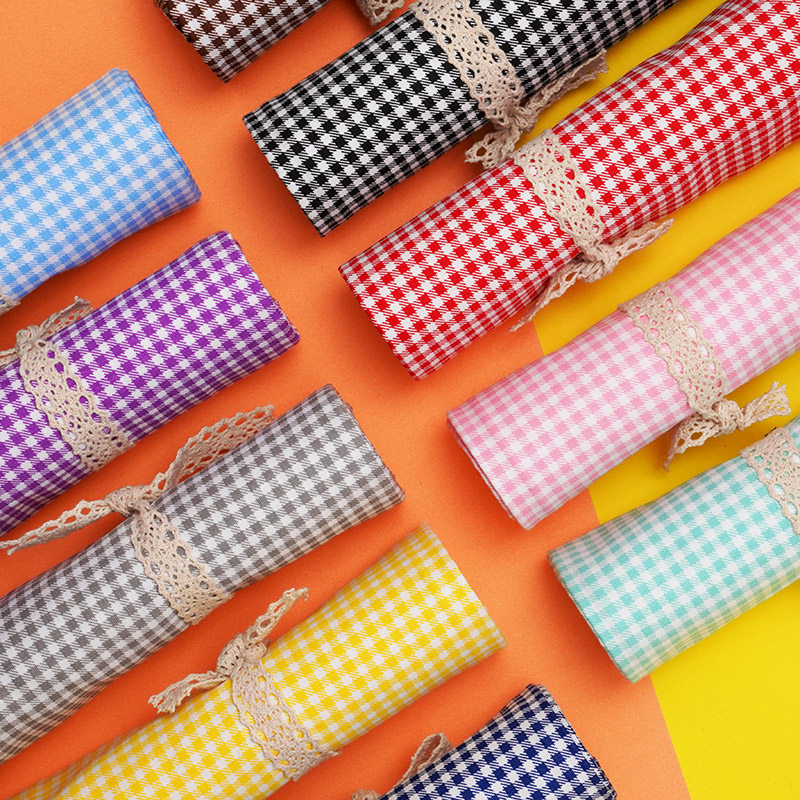 Plaid fabric Pure cotton ins Rainbow plaid decorative clothing Curtain tablecloth background cloth Handmade DIY cotton fabric