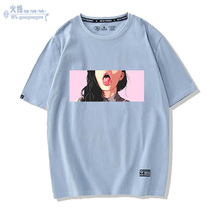 Sexy woman tongue out European and American style personality trend loose cotton short sleeve T-shirt men and women round neck half sleeve summer