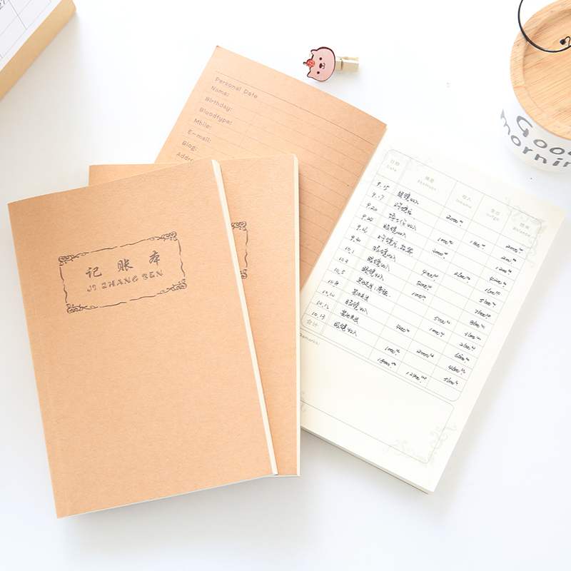 Bull Leather Bookkeeping Book of books Home Money management Notebook Lazy Cash Day Bookkeeping of Daily Flower Pin receipts and expenditures Billing Bennet