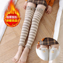 Autumn and winter leggings socks thickened warm knee protection womens over-the-knee long-tube coral velvet ultra-thick sleeping home confinement socks