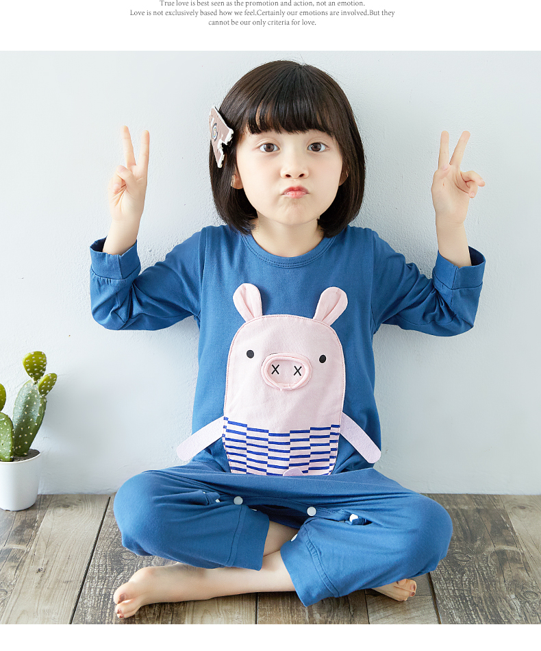 Shangbao Mai 2018 thu đông mới cho bé bộ đồ ngủ một mảnh cotton dài tay cho bé trai và bé gái chống lạnh đồ ngủ tại nhà bộ body bé gái đáng yêu