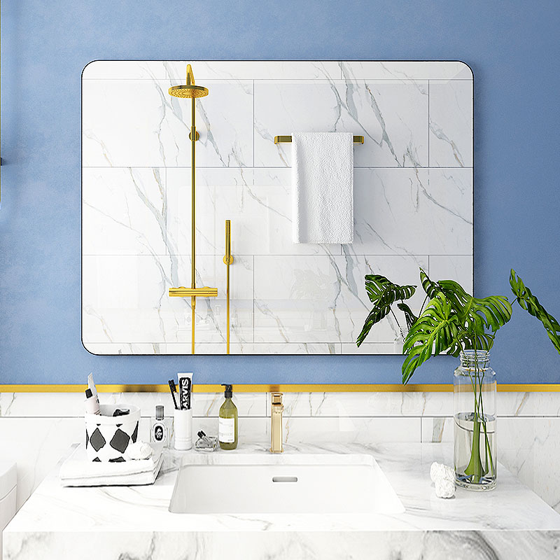 Bathroom mirror Wall self-adhesive toilet non-perforated dressing room toilet wall-mounted wash table cosmetic mirror hanging wall style