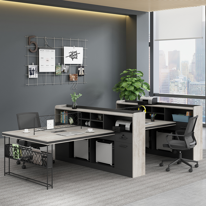 Office table and chair 2 4 people desk office furniture simple modern industrial style desk combination staff Station