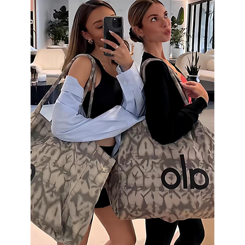 Authentic Alo Kendall Jenner Same Style Seoul Limited Edition Yoga Bag Canvas Bag Large Capacity Gym Bag Shopping Tote Bag