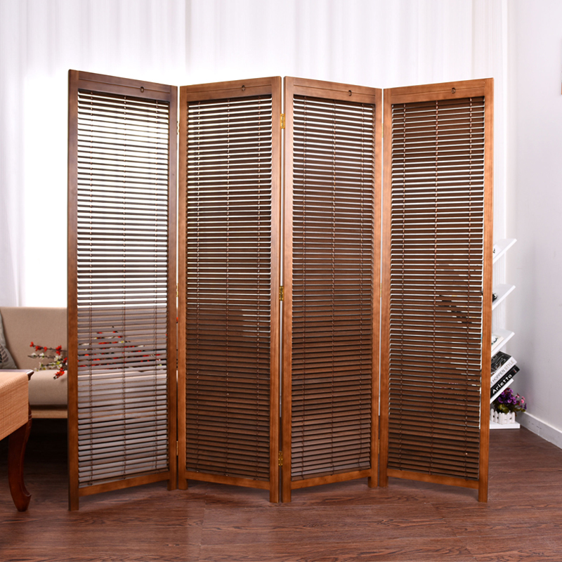 Louver screen partition Bedroom block brake Solid wood office hotel block folding screen Mobile living room folding screen