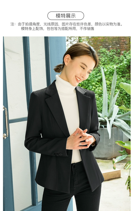 Suit jacket nữ 2018 thu mới Hàn Quốc giản dị sang trọng màu đen chuyên nghiệp mặc đầm nhỏ phù hợp với mùa đông áo kiểu nữ đẹp tuổi 40